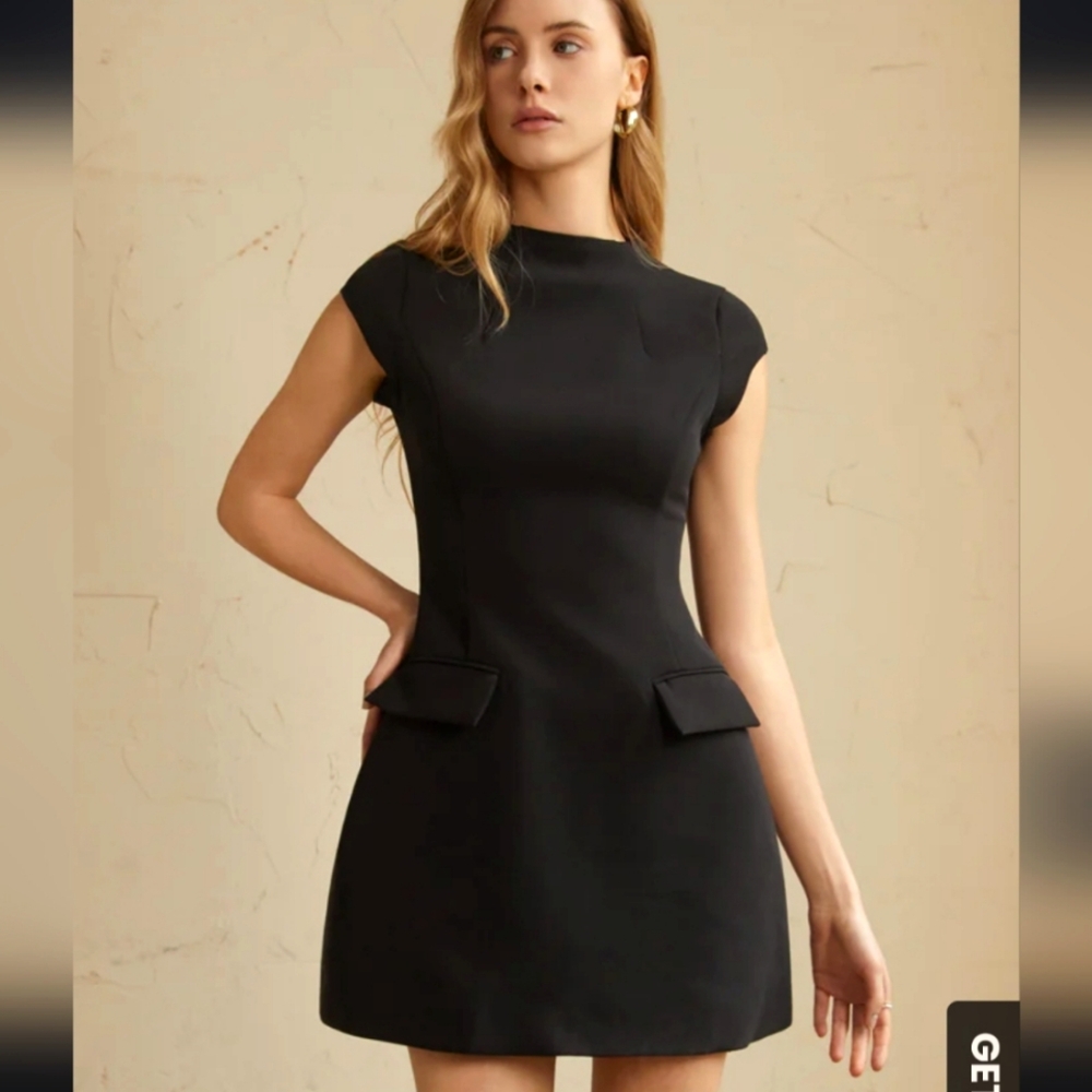 Elegant A-line Mini Dress COMMENSE size M Black ⚫️